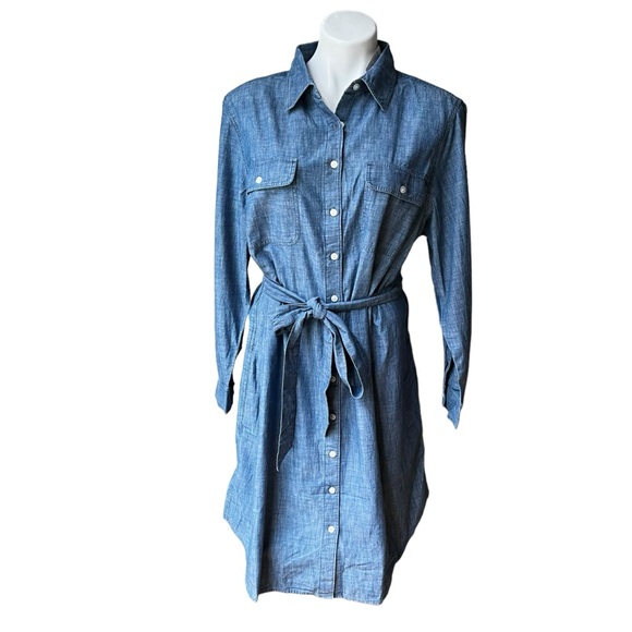 NWT, Lands' End Chambray Button Front Shirt Dress, Sz 1X - Picture 7 of 12